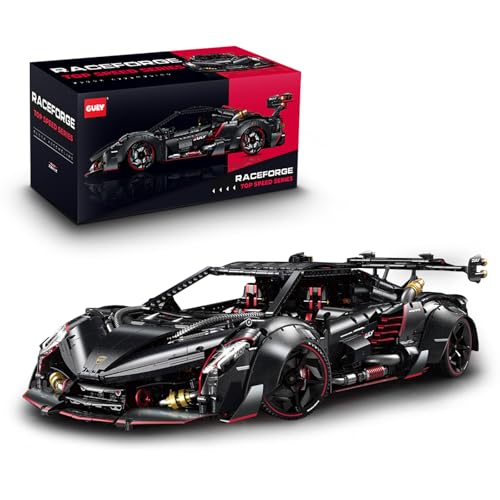Technik Sportwagen Auto Bausatz, GULY 10639, 3809 Teile mit 7 Motoren und LED Groß Ferngesteuert Auto Klemmbausteine (Originalverpackung) (Statische Version) von FigureArt