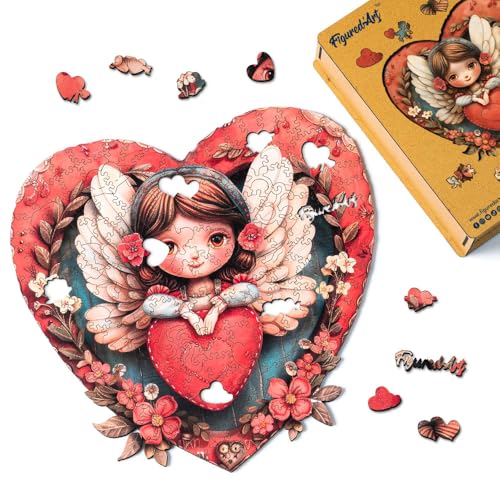 Figured'Art Holzpuzzle Erwachsene und Kinder 200 Teile - Engel im Herzen - Originelles Design 28,5x28,3 cm Einzigartige Form mit Premium-Holzkiste Figured'Art Holzpuzzle Erwachsene und Kinder 200 Teile - Engel im Herzen - Originelles Design 28,5x28,3 cm Einzigartige Form mit Premium-Holzkiste von Figured'Art