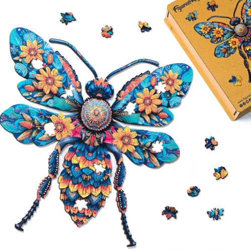 Figured'Art Holzpuzzle Erwachsene und Kinder 200 Teile Tiere - Blumenbiene - Originelles Design 31,4x31,5 cm Einzigartige Form mit Premium-Holzkiste Figured'Art Holzpuzzle Erwachsene und Kinder 200 Teile Tiere - Blumenbiene - Originelles Design 31,4x31,5 cm Einzigartige Form mit Premium-Holzkiste von Figured'Art