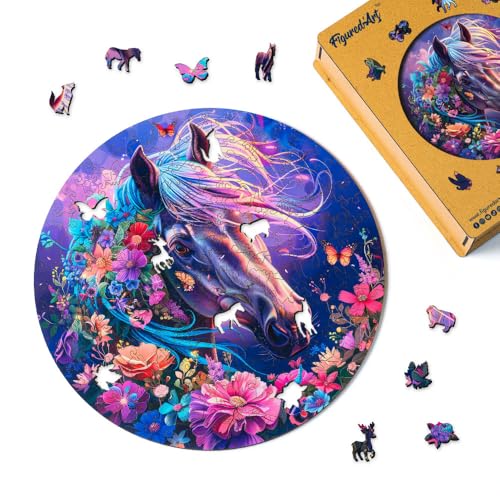 Figured'Art Holzpuzzle Erwachsene und Kinder 200 Teile Tiere - Mystisches Pferd - Originelles Design 28,3x28,5 cm Einzigartige Form mit Premium-Holzkiste Figured'Art Holzpuzzle Erwachsene und Kinder 200 Teile Tiere - Mystisches Pferd - Originelles Design 28,3x28,5 cm Einzigartige Form mit Premium-Holzkiste von Figured'Art