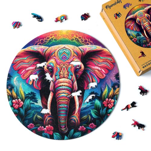 Figured'Art Holzpuzzle Erwachsene und Kinder 200 Teile Tiere - Stammeselefant - Originelles Design 28,5x28,5 cm Einzigartige Form mit Premium-Holzkiste Figured'Art Holzpuzzle Erwachsene und Kinder 200 Teile Tiere - Stammeselefant - Originelles Design 28,5x28,5 cm Einzigartige Form mit Premium-Holzkiste von Figured'Art