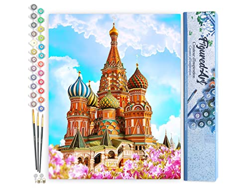Figured'Art Malen Nach Zahlen Erwachsene Basilius-Kathedrale - Paint by Numbers Basteln DIY Bastelset 40x50cm ohne Holzrahmen von Figured'Art