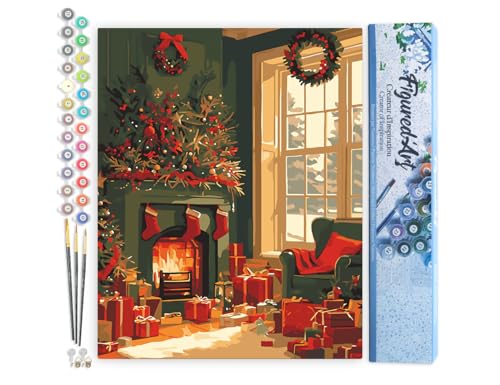 Figured'Art Malen Nach Zahlen Erwachsene Festliche Kaminszene - Paint by Numbers Basteln DIY Bastelset 40x50cm ohne Holzrahmen Figured'Art Malen Nach Zahlen Erwachsene Festliche Kaminszene - Paint by Numbers Basteln DIY Bastelset 40x50cm ohne Holzrahmen von Figured'Art