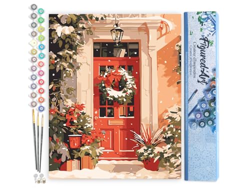 Figured'Art Malen Nach Zahlen Erwachsene Festliche Rote Tür - Paint by Numbers Basteln DIY Bastelset 40x50cm ohne Holzrahmen Figured'Art Malen Nach Zahlen Erwachsene Festliche Rote Tür - Paint by Numbers Basteln DIY Bastelset 40x50cm ohne Holzrahmen von Figured'Art