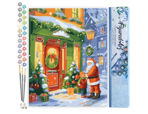Figured'Art Malen Nach Zahlen Erwachsene Gruß vom Weihnachtsmann - Paint by Numbers Basteln DIY Bastelset 40x50cm ohne Holzrahmen Figured'Art Malen Nach Zahlen Erwachsene Gruß vom Weihnachtsmann - Paint by Numbers Basteln DIY Bastelset 40x50cm ohne Holzrahmen von Figured'Art