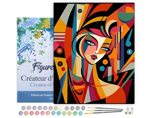 Figured'Art Malen Nach Zahlen Erwachsene Mit Rahmen Abstrakte Frau im Picasso Stil - Paint by Numbers Basteln DIY Bastelset 40x50cm - Leinwand gespannt auf Holzrahmen Figured'Art Malen Nach Zahlen Erwachsene Mit Rahmen Abstrakte Frau im Picasso Stil - Paint by Numbers Basteln DIY Bastelset 40x50cm - Leinwand gespannt auf Holzrahmen von Figured'Art