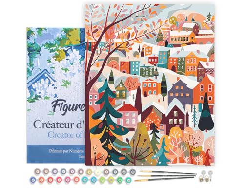 Figured'Art Malen Nach Zahlen Erwachsene Mit Rahmen Buntes Winterdorf - Paint by Numbers Basteln DIY Bastelset 40x50cm - Leinwand gespannt auf Holzrahmen Figured'Art Malen Nach Zahlen Erwachsene Mit Rahmen Buntes Winterdorf - Paint by Numbers Basteln DIY Bastelset 40x50cm - Leinwand gespannt auf Holzrahmen von Figured'Art