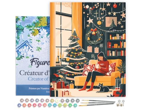 Figured'Art Malen Nach Zahlen Erwachsene Mit Rahmen Gemütlicher Weihnachtsabend - Paint by Numbers Basteln DIY Bastelset 40x50cm - Leinwand gespannt auf Holzrahmen Figured'Art Malen Nach Zahlen Erwachsene Mit Rahmen Gemütlicher Weihnachtsabend - Paint by Numbers Basteln DIY Bastelset 40x50cm - Leinwand gespannt auf Holzrahmen von Figured'Art