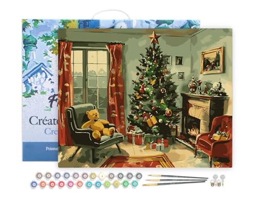 Figured'Art Malen Nach Zahlen Erwachsene Mit Rahmen Klassischer Weihnachtskamin - Paint by Numbers Basteln DIY Bastelset 40x50cm - Leinwand gespannt auf Holzrahmen Figured'Art Malen Nach Zahlen Erwachsene Mit Rahmen Klassischer Weihnachtskamin - Paint by Numbers Basteln DIY Bastelset 40x50cm - Leinwand gespannt auf Holzrahmen von Figured'Art