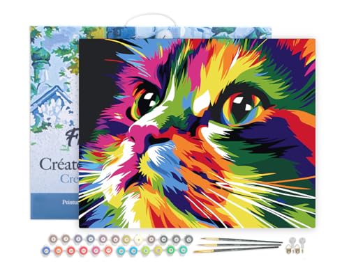 Figured'Art Malen Nach Zahlen Erwachsene Mit Rahmen Pop Art Niedliche Katze - Paint by Numbers Basteln DIY Bastelset 40x50cm - Leinwand gespannt auf Holzrahmen Figured'Art Malen Nach Zahlen Erwachsene Mit Rahmen Pop Art Niedliche Katze - Paint by Numbers Basteln DIY Bastelset 40x50cm - Leinwand gespannt auf Holzrahmen von Figured'Art