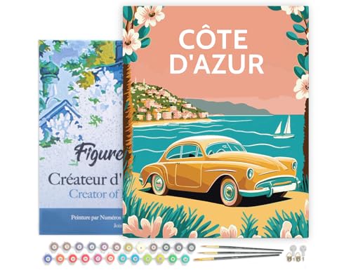 Figured'Art Malen Nach Zahlen Erwachsene Mit Rahmen Reiseplakat Côte d'Azur - Paint by Numbers Basteln DIY Bastelset 40x50cm - Leinwand gespannt auf Holzrahmen Figured'Art Malen Nach Zahlen Erwachsene Mit Rahmen Reiseplakat Côte d'Azur - Paint by Numbers Basteln DIY Bastelset 40x50cm - Leinwand gespannt auf Holzrahmen von Figured'Art