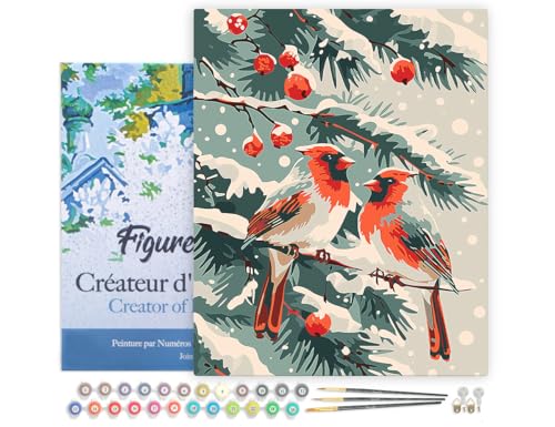 Figured'Art Malen Nach Zahlen Erwachsene Mit Rahmen Winterkardinäle - Paint by Numbers Basteln DIY Bastelset 40x50cm - Leinwand gespannt auf Holzrahmen Figured'Art Malen Nach Zahlen Erwachsene Mit Rahmen Winterkardinäle - Paint by Numbers Basteln DIY Bastelset 40x50cm - Leinwand gespannt auf Holzrahmen von Figured'Art