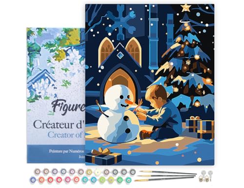 Figured'Art Malen Nach Zahlen Erwachsene Mit Rahmen Winternacht Junge und Schneemann - Paint by Numbers Basteln DIY Bastelset 40x50cm - Leinwand gespannt auf Holzrahmen Figured'Art Malen Nach Zahlen Erwachsene Mit Rahmen Winternacht Junge und Schneemann - Paint by Numbers Basteln DIY Bastelset 40x50cm - Leinwand gespannt auf Holzrahmen von Figured'Art