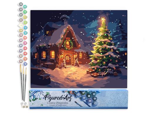 Figured'Art Malen Nach Zahlen Erwachsene Schneebedeckte Weihnachtshütte - Paint by Numbers Basteln DIY Bastelset 40x50cm ohne Holzrahmen Figured'Art Malen Nach Zahlen Erwachsene Schneebedeckte Weihnachtshütte - Paint by Numbers Basteln DIY Bastelset 40x50cm ohne Holzrahmen von Figured'Art