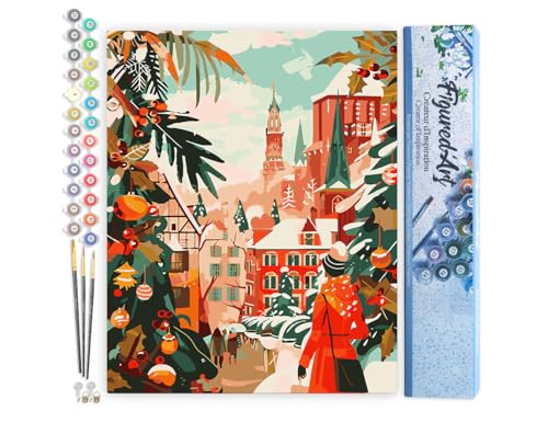 Figured'Art Malen Nach Zahlen Erwachsene Szene auf dem Weihnachtsmarkt - Paint by Numbers Basteln DIY Bastelset 40x50cm ohne Holzrahmen Figured'Art Malen Nach Zahlen Erwachsene Szene auf dem Weihnachtsmarkt - Paint by Numbers Basteln DIY Bastelset 40x50cm ohne Holzrahmen von Figured'Art