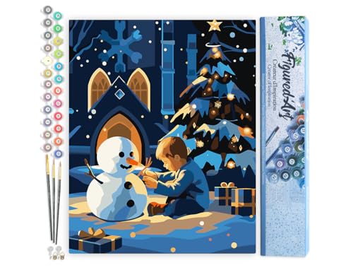 Figured'Art Malen Nach Zahlen Erwachsene Winternacht Junge und Schneemann - Paint by Numbers Basteln DIY Bastelset 40x50cm ohne Holzrahmen Figured'Art Malen Nach Zahlen Erwachsene Winternacht Junge und Schneemann - Paint by Numbers Basteln DIY Bastelset 40x50cm ohne Holzrahmen von Figured'Art