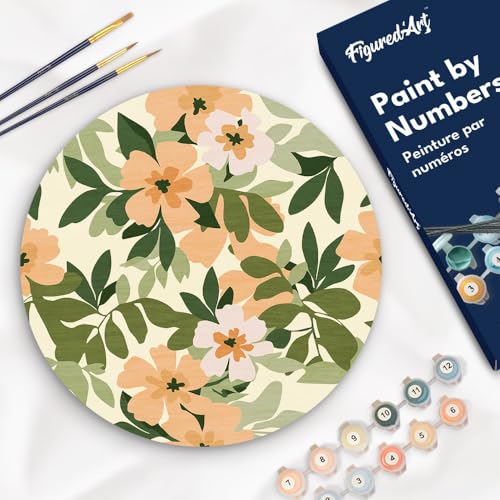 Figured'Art Malen nach Zahlen für Erwachsene auf einer Holzscheibe von 30 cm Durchmesser - Blumenmuster - Paint by Numbers Basteln DIY Bastelset Figured'Art Malen nach Zahlen für Erwachsene auf einer Holzscheibe von 30 cm Durchmesser - Blumenmuster - Paint by Numbers Basteln DIY Bastelset von Figured'Art