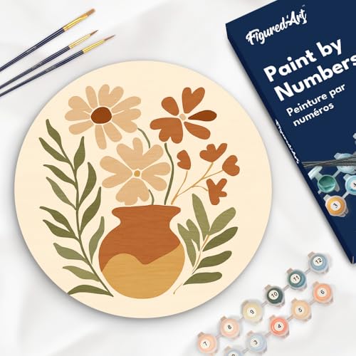 Figured'Art Malen nach Zahlen für Erwachsene auf einer Holzscheibe von 30 cm Durchmesser - Blumentopf - Paint by Numbers Basteln DIY Bastelset Figured'Art Malen nach Zahlen für Erwachsene auf einer Holzscheibe von 30 cm Durchmesser - Blumentopf - Paint by Numbers Basteln DIY Bastelset von Figured'Art