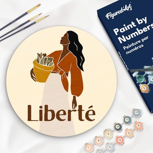 Figured'Art Malen nach Zahlen für Erwachsene auf einer Holzscheibe von 30 cm Durchmesser - Freiheit - Paint by Numbers Basteln DIY Bastelset Figured'Art Malen nach Zahlen für Erwachsene auf einer Holzscheibe von 30 cm Durchmesser - Freiheit - Paint by Numbers Basteln DIY Bastelset von Figured'Art