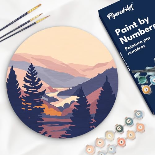 Figured'Art Malen nach Zahlen für Erwachsene auf einer Holzscheibe von 30 cm Durchmesser - Herbsttal - Paint by Numbers Basteln DIY Bastelset Figured'Art Malen nach Zahlen für Erwachsene auf einer Holzscheibe von 30 cm Durchmesser - Herbsttal - Paint by Numbers Basteln DIY Bastelset von Figured'Art