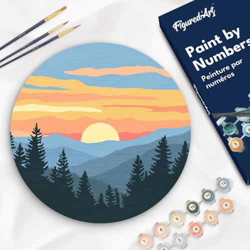 Figured'Art Malen nach Zahlen für Erwachsene auf einer Holzscheibe von 30 cm Durchmesser - Kiefernwald - Paint by Numbers Basteln DIY Bastelset Figured'Art Malen nach Zahlen für Erwachsene auf einer Holzscheibe von 30 cm Durchmesser - Kiefernwald - Paint by Numbers Basteln DIY Bastelset von Figured'Art