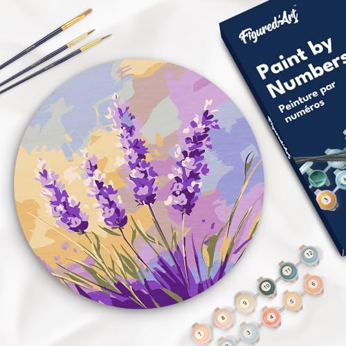 Figured'Art Malen nach Zahlen für Erwachsene auf einer Holzscheibe von 30 cm Durchmesser - Lavendel - Paint by Numbers Basteln DIY Bastelset Figured'Art Malen nach Zahlen für Erwachsene auf einer Holzscheibe von 30 cm Durchmesser - Lavendel - Paint by Numbers Basteln DIY Bastelset von Figured'Art
