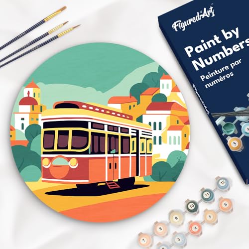 Figured'Art Malen nach Zahlen für Erwachsene auf einer Holzscheibe von 30 cm Durchmesser - Lissabon - Paint by Numbers Basteln DIY Bastelset Figured'Art Malen nach Zahlen für Erwachsene auf einer Holzscheibe von 30 cm Durchmesser - Lissabon - Paint by Numbers Basteln DIY Bastelset von Figured'Art