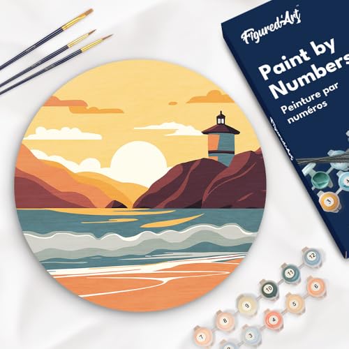 Figured'Art Malen nach Zahlen für Erwachsene auf einer Holzscheibe von 30 cm Durchmesser - Malibu 2 - Paint by Numbers Basteln DIY Bastelset Figured'Art Malen nach Zahlen für Erwachsene auf einer Holzscheibe von 30 cm Durchmesser - Malibu 2 - Paint by Numbers Basteln DIY Bastelset von Figured'Art