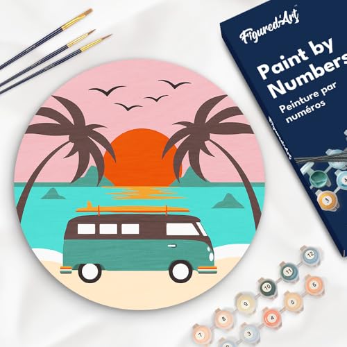 Figured'Art Malen nach Zahlen für Erwachsene auf einer Holzscheibe von 30 cm Durchmesser - Malibu - Paint by Numbers Basteln DIY Bastelset Figured'Art Malen nach Zahlen für Erwachsene auf einer Holzscheibe von 30 cm Durchmesser - Malibu - Paint by Numbers Basteln DIY Bastelset von Figured'Art