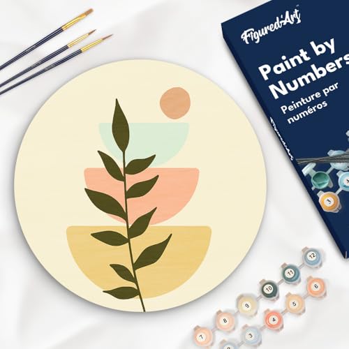 Figured'Art Malen nach Zahlen für Erwachsene auf einer Holzscheibe von 30 cm Durchmesser - Pflanze 2 - Paint by Numbers Basteln DIY Bastelset Figured'Art Malen nach Zahlen für Erwachsene auf einer Holzscheibe von 30 cm Durchmesser - Pflanze 2 - Paint by Numbers Basteln DIY Bastelset von Figured'Art