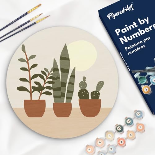 Figured'Art Malen nach Zahlen für Erwachsene auf einer Holzscheibe von 30 cm Durchmesser - Sukkulenten - Paint by Numbers Basteln DIY Bastelset Figured'Art Malen nach Zahlen für Erwachsene auf einer Holzscheibe von 30 cm Durchmesser - Sukkulenten - Paint by Numbers Basteln DIY Bastelset von Figured'Art