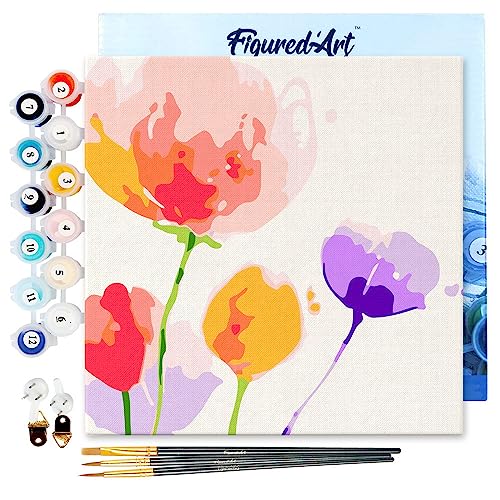 Figured'Art Mini Malen Nach Zahlen Erwachsene Mit Rahmen 20x20cm Kleines Format - Bunte Blumen - Paint by Numbers Basteln DIY Bastelset Leinwand gespannt auf Holzrahmen Figured'Art Mini Malen Nach Zahlen Erwachsene Mit Rahmen 20x20cm Kleines Format - Bunte Blumen - Paint by Numbers Basteln DIY Bastelset Leinwand gespannt auf Holzrahmen von Figured'Art