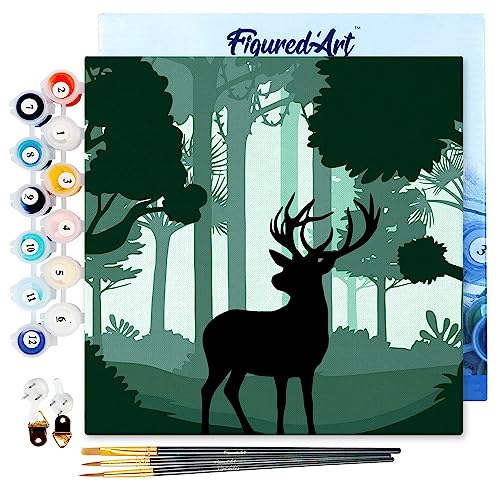 Figured'Art Mini Malen Nach Zahlen Erwachsene Mit Rahmen 20x20cm Kleines Format - Hirsch in Alarmbereitschaft - Paint by Numbers Basteln DIY Bastelset Leinwand gespannt auf Holzrahmen Figured'Art Mini Malen Nach Zahlen Erwachsene Mit Rahmen 20x20cm Kleines Format - Hirsch in Alarmbereitschaft - Paint by Numbers Basteln DIY Bastelset Leinwand gespannt auf Holzrahmen von Figured'Art