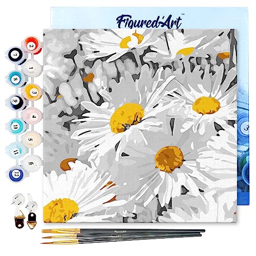 Figured'Art Mini Malen Nach Zahlen Erwachsene Mit Rahmen 20x20cm Kleines Format - Hübsche Gänseblümchen - Paint by Numbers Basteln DIY Bastelset Leinwand gespannt auf Holzrahmen Figured'Art Mini Malen Nach Zahlen Erwachsene Mit Rahmen 20x20cm Kleines Format - Hübsche Gänseblümchen - Paint by Numbers Basteln DIY Bastelset Leinwand gespannt auf Holzrahmen von Figured'Art