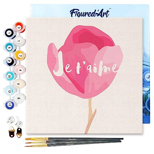 Figured'Art Mini Malen Nach Zahlen Erwachsene Mit Rahmen 20x20cm Kleines Format - Ich liebe Dich - Paint by Numbers Basteln DIY Bastelset Leinwand gespannt auf Holzrahmen Figured'Art Mini Malen Nach Zahlen Erwachsene Mit Rahmen 20x20cm Kleines Format - Ich liebe Dich - Paint by Numbers Basteln DIY Bastelset Leinwand gespannt auf Holzrahmen von Figured'Art
