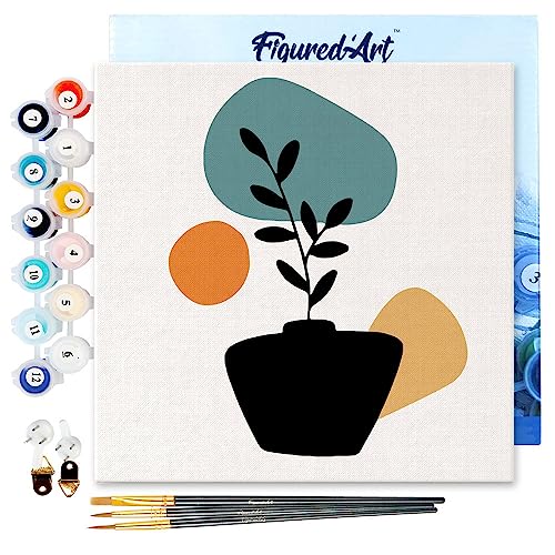 Figured'Art Mini Malen Nach Zahlen Erwachsene Mit Rahmen 20x20cm Kleines Format - Pflanze und Schwarzer Topf - Paint by Numbers Basteln DIY Bastelset Leinwand gespannt auf Holzrahmen Figured'Art Mini Malen Nach Zahlen Erwachsene Mit Rahmen 20x20cm Kleines Format - Pflanze und Schwarzer Topf - Paint by Numbers Basteln DIY Bastelset Leinwand gespannt auf Holzrahmen von Figured'Art