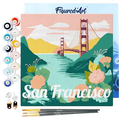 Figured'Art Mini Malen Nach Zahlen Erwachsene Mit Rahmen 20x20cm Kleines Format - Reiseplakat San Francisco - Paint by Numbers Basteln DIY Bastelset Leinwand gespannt auf Holzrahmen Figured'Art Mini Malen Nach Zahlen Erwachsene Mit Rahmen 20x20cm Kleines Format - Reiseplakat San Francisco - Paint by Numbers Basteln DIY Bastelset Leinwand gespannt auf Holzrahmen von Figured'Art
