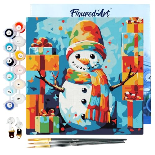 Figured'Art Mini Malen Nach Zahlen Erwachsene Mit Rahmen 20x20cm Kleines Format - Schneemann und Geschenke 2 - Paint by Numbers Basteln DIY Bastelset Leinwand gespannt auf Holzrahmen Figured'Art Mini Malen Nach Zahlen Erwachsene Mit Rahmen 20x20cm Kleines Format - Schneemann und Geschenke 2 - Paint by Numbers Basteln DIY Bastelset Leinwand gespannt auf Holzrahmen von Figured'Art