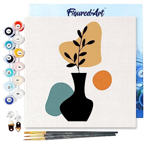 Figured'Art Mini Malen Nach Zahlen Erwachsene Mit Rahmen 20x20cm Kleines Format - Schwarze Pflanze und Vase - Paint by Numbers Basteln DIY Bastelset Leinwand gespannt auf Holzrahmen Figured'Art Mini Malen Nach Zahlen Erwachsene Mit Rahmen 20x20cm Kleines Format - Schwarze Pflanze und Vase - Paint by Numbers Basteln DIY Bastelset Leinwand gespannt auf Holzrahmen von Figured'Art