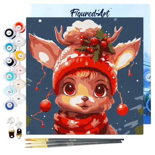 Figured'Art Mini Malen Nach Zahlen Erwachsene Mit Rahmen 20x20cm Kleines Format - Süßes Fantasie-Rentier - Paint by Numbers Basteln DIY Bastelset Leinwand gespannt auf Holzrahmen Figured'Art Mini Malen Nach Zahlen Erwachsene Mit Rahmen 20x20cm Kleines Format - Süßes Fantasie-Rentier - Paint by Numbers Basteln DIY Bastelset Leinwand gespannt auf Holzrahmen von Figured'Art