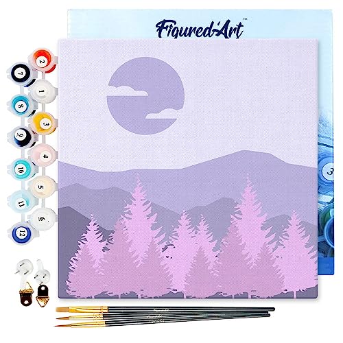 Figured'Art Mini Malen Nach Zahlen Erwachsene Mit Rahmen 20x20cm Kleines Format - Tannenwald - Paint by Numbers Basteln DIY Bastelset Leinwand gespannt auf Holzrahmen Figured'Art Mini Malen Nach Zahlen Erwachsene Mit Rahmen 20x20cm Kleines Format - Tannenwald - Paint by Numbers Basteln DIY Bastelset Leinwand gespannt auf Holzrahmen von Figured'Art