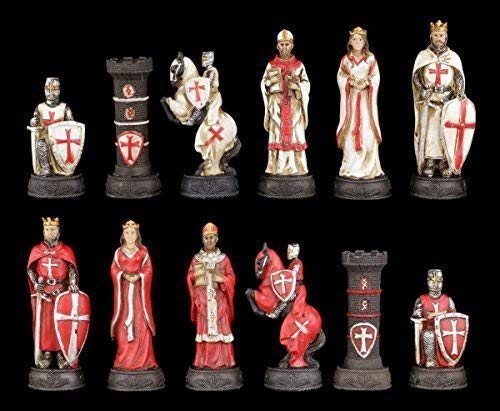 Schachfiguren Set - Kreuzritter Weiß und Rot - Ritter Schach Figuren von Figuren Shop GmbH