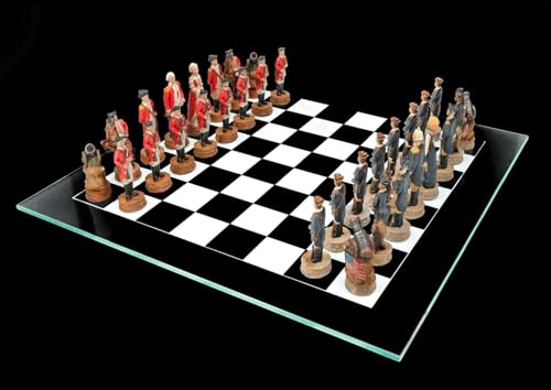 Schachspiel Amerikanischer Unabhängigkeitskrieg - Schach Set Glasbrett Schachfiguren Figuren USA Amerika Geschichte von Figuren Shop GmbH