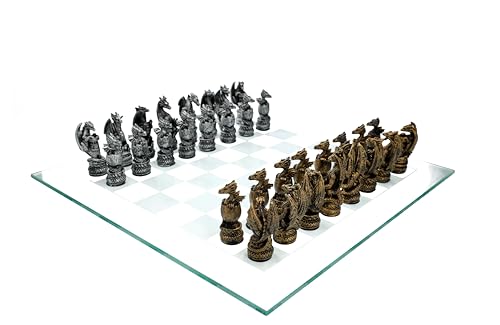 Schachspiel Drachen Gold vs. Silber - Fantasy Schach Set Glasbrett Schachfiguren Figuren Schachspiel Drachen Gold vs. Silber - Fantasy Schach Set Glasbrett Schachfiguren Figuren von Figuren Shop GmbH