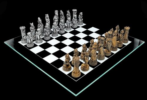Schachspiel Katzen vs. Hunde Gold Silber - Fantasy Schach Set Glasbrett Schachfiguren Figuren Tiere Schachspiel Katzen vs. Hunde Gold Silber - Fantasy Schach Set Glasbrett Schachfiguren Figuren Tiere von Figuren Shop GmbH
