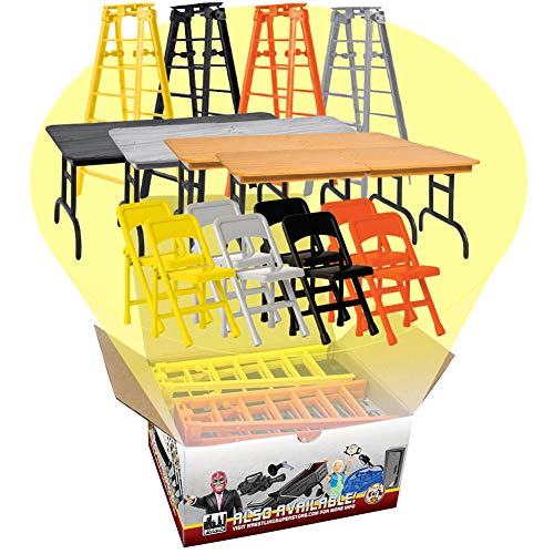Figures Toy Company Komplettes Set mit allen 4 ultimativen Leitertisch und Stühlen, Spielsets für Wrestling-Actionfiguren von Figures Toy Company