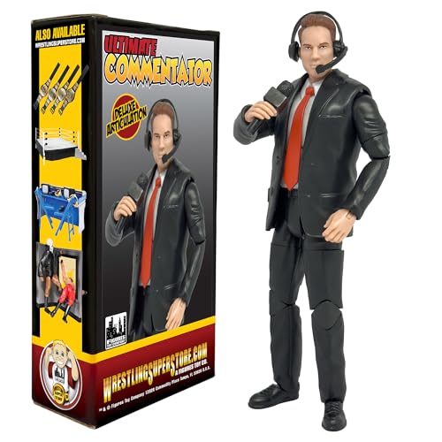 Ultimativer Kommentator-Ansager mit Deluxe-Artikulation für WWE & AEW Wrestling Actionfiguren von Figures Toy Company