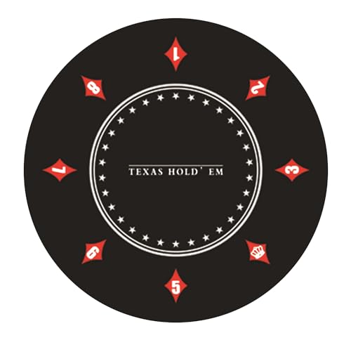 Fiita Texas Holdem Pokermatte 60/80/100cm Rund Tragbarer Pokertisch Pokerteppich Deco Layout Druck für 8 Spieler Spiellayout-Matte mit Tragetasche zum Spielen von Karten Pokertuch von Fiita
