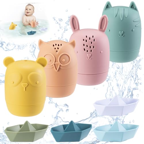 Badewannenspielzeug Fikiro Spielzeug Badewanne Süße Bade Spritztiere Badetiere Silikon Wasserspielzeug Baby Spritztier Badespielzeug Spritztiere Weihnachten Geschenke für Babys Kleinkinder Unisex von Fikiro