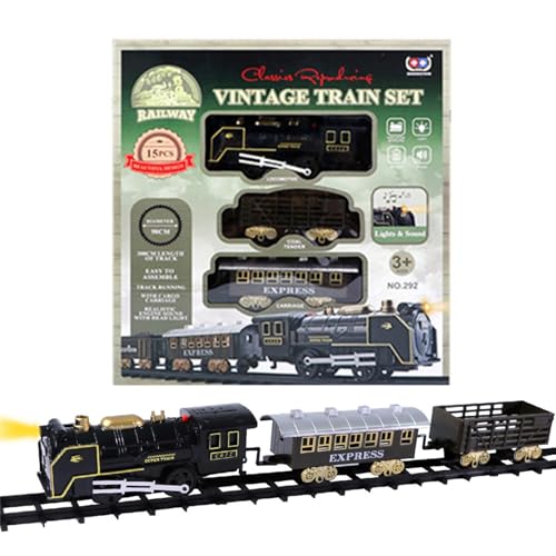 Elektrisches Eisenbahnset, Eisenbahnmodell-Spielset, Vintage-Eisenbahnspielzeug, Glatte Kanten, einfacher Aufbau, 28,5 x 31 x 5,5 cm, für Feiertage, Geburtstag Elektrisches Eisenbahnset, Eisenbahnmodell-Spielset, Vintage-Eisenbahnspielzeug, Glatte Kanten, einfacher Aufbau, 28,5 x 31 x 5,5 cm, für Feiertage, Geburtstag von Filvczt